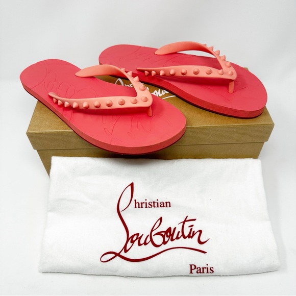 Christian Louboutin Shoes - Christian Louboutin Loubi Flip Spikes Donna Flats Thongs Sandals